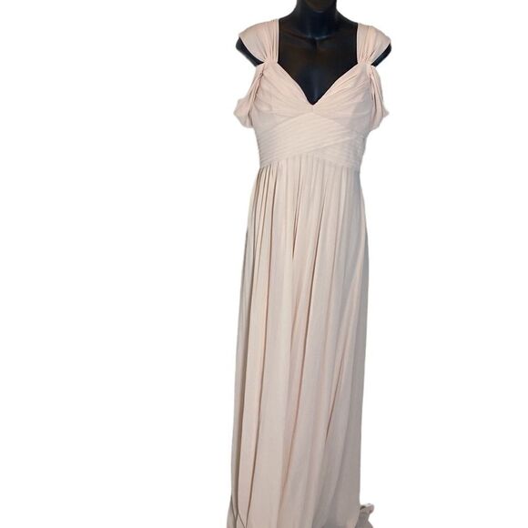 Lulus maxi bridesmaid dress make me move style D15861L lg chiffon off shoulder - Picture 4 of 9